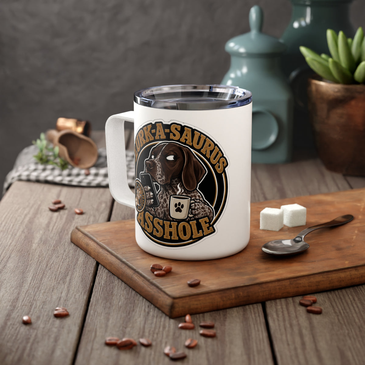 Insulated GSPAH Role Coffee Mug — ‘Lurk-A-Saurus’ 10oz Travel Tumbler
