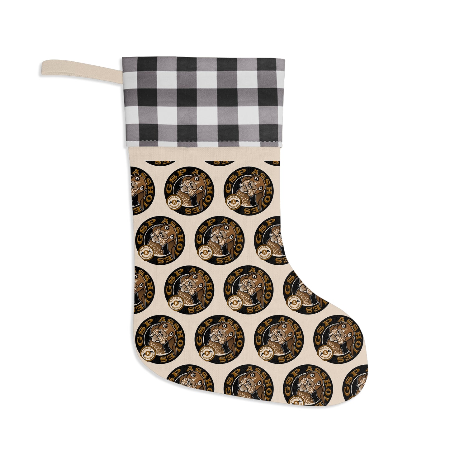GSP AH Christmas Stocking with Buffalo Plaid Design