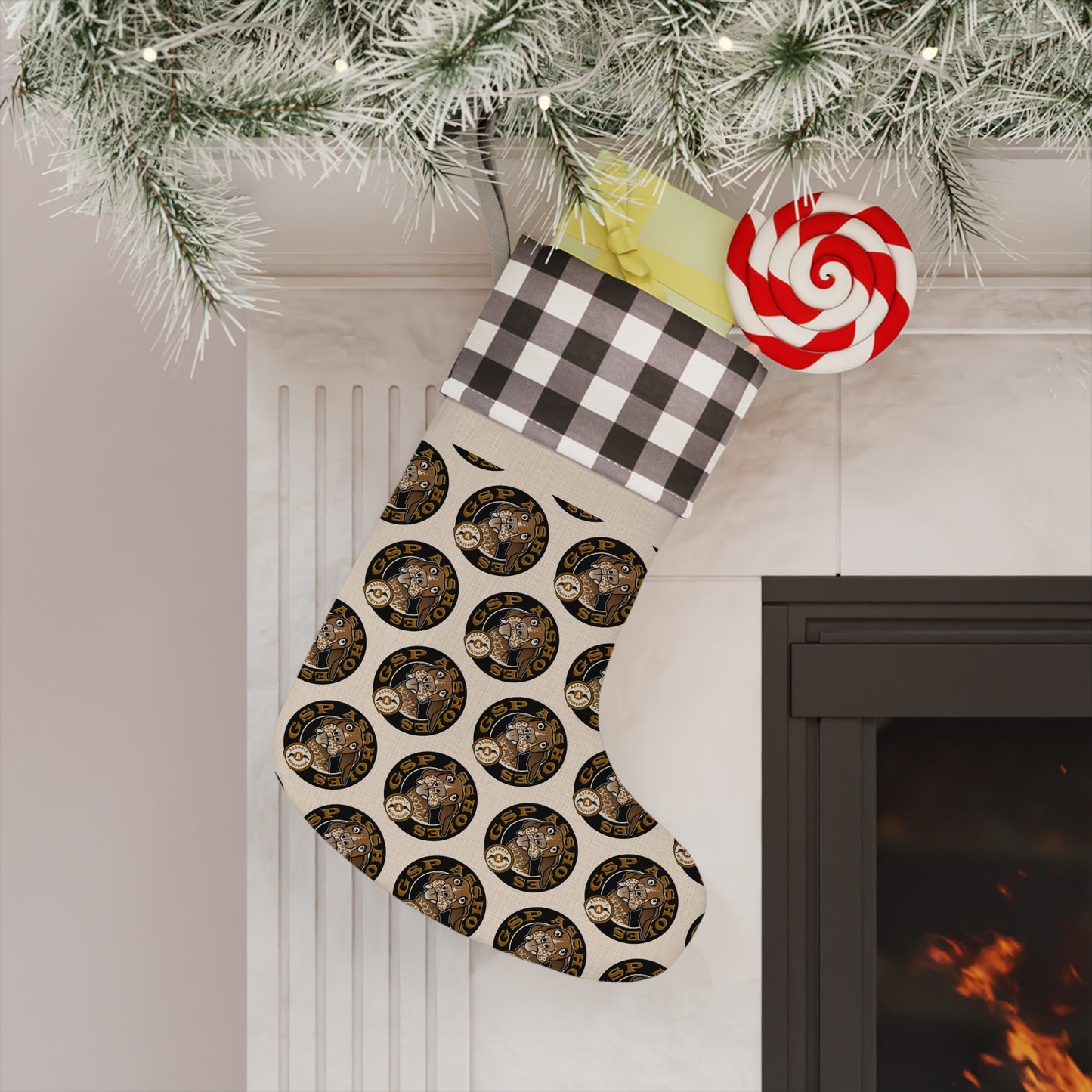 GSP AH Christmas Stocking with Buffalo Plaid Design