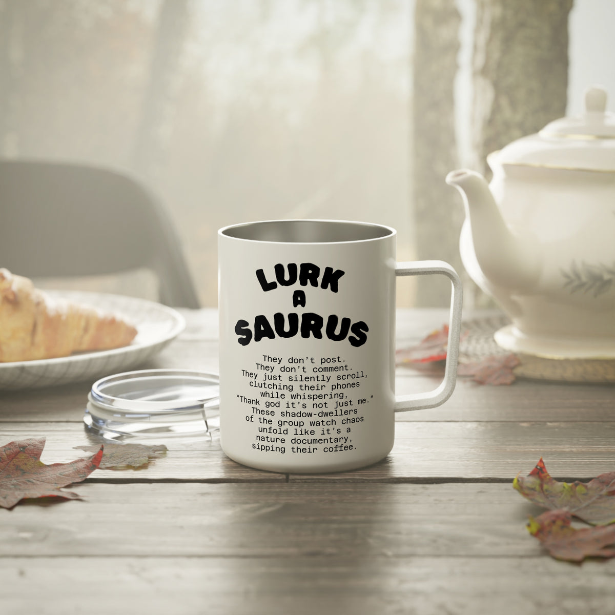 Insulated GSPAH Role Coffee Mug  — ‘Lurk-A-Saurus’ 10oz Travel Tumbler