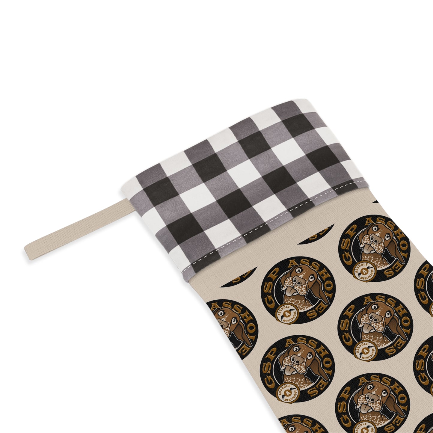 GSP AH Christmas Stocking with Buffalo Plaid Design